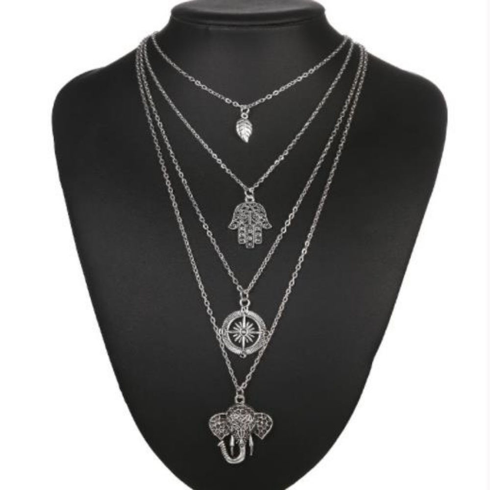 NEW boho multi layer charm necklace - Picture 2 of 4